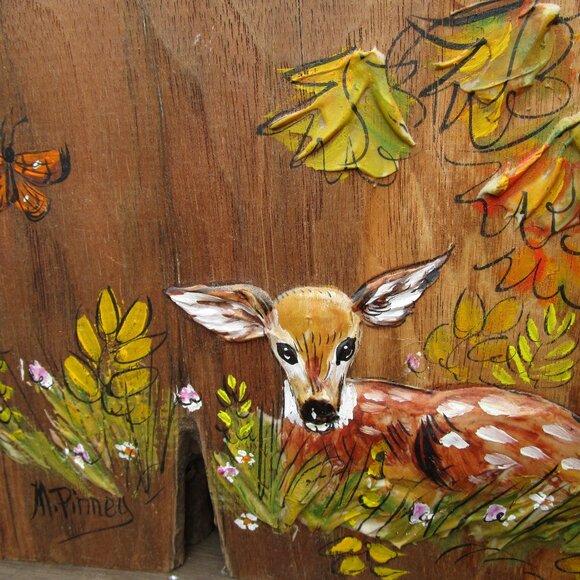 Hand-Painted Wood Art, Original Deer Fawn Painting, Rustic Cottagecore Decor - Picture 9 of 11